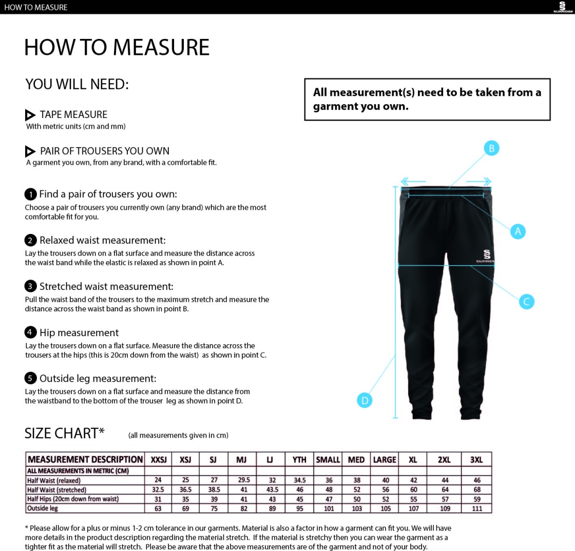 Bude HC - Skinny Pant - Unisex Fit - Size Guide
