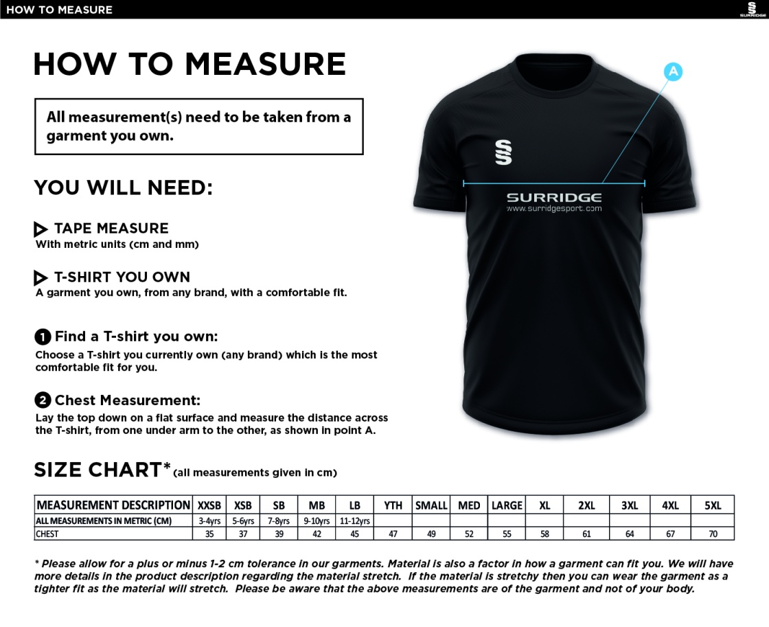 Bude HC Blade Polo Shirt : Navy - Size Guide