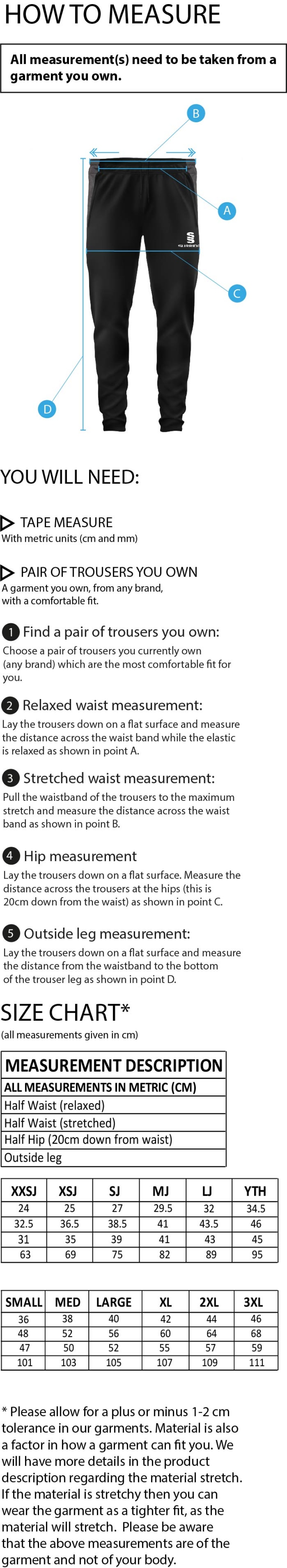 Bude HC - Skinny Pant - Unisex Fit - Size Guide