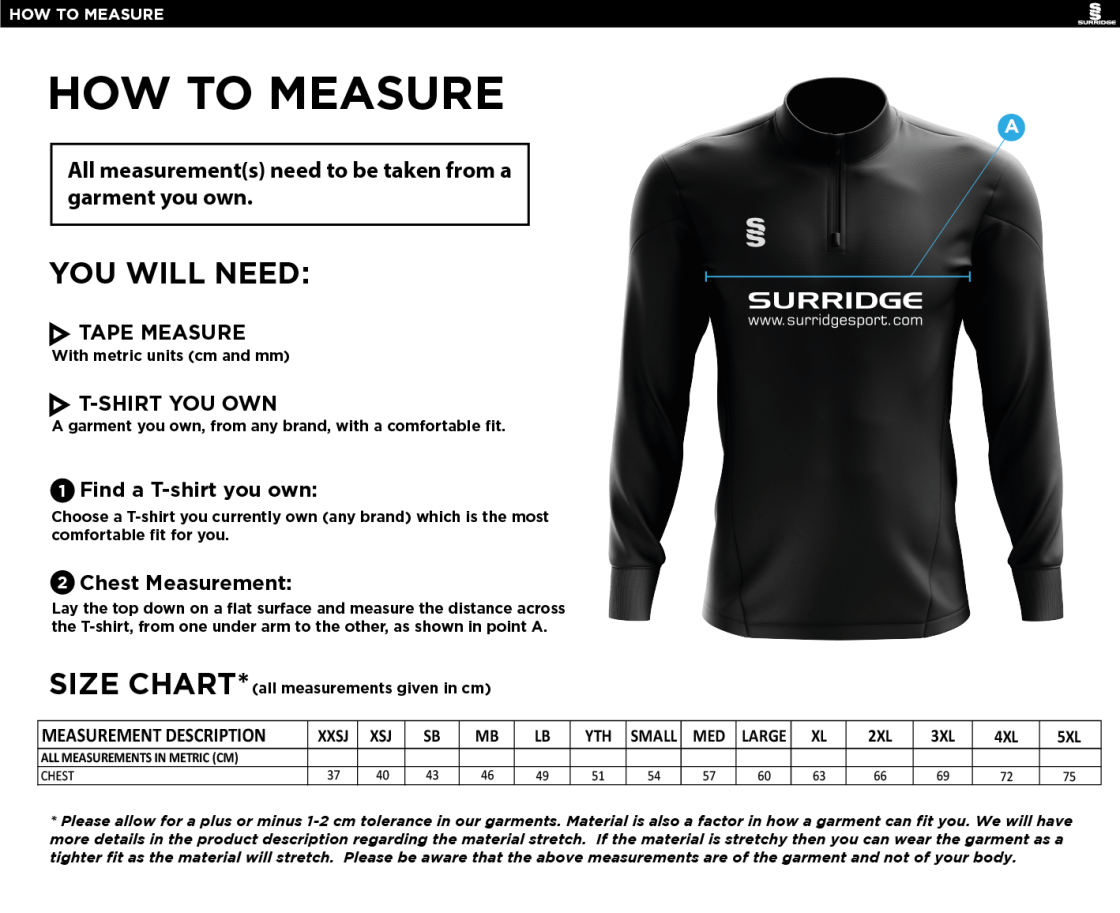 Bude HC Blade Performance Top : Navy / Sky / White - Size Guide
