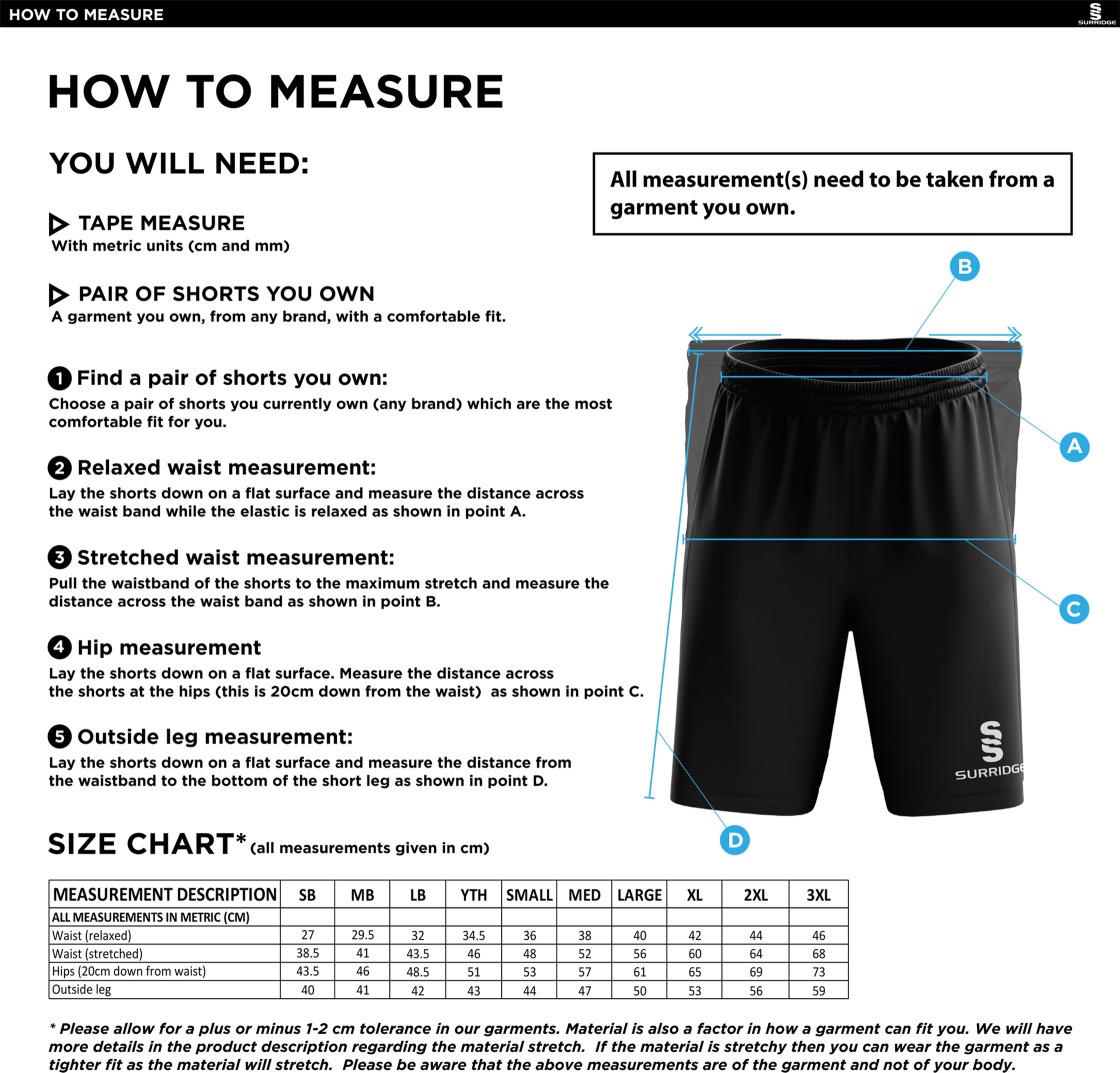 Bude HC Blade Shorts : Black - Size Guide